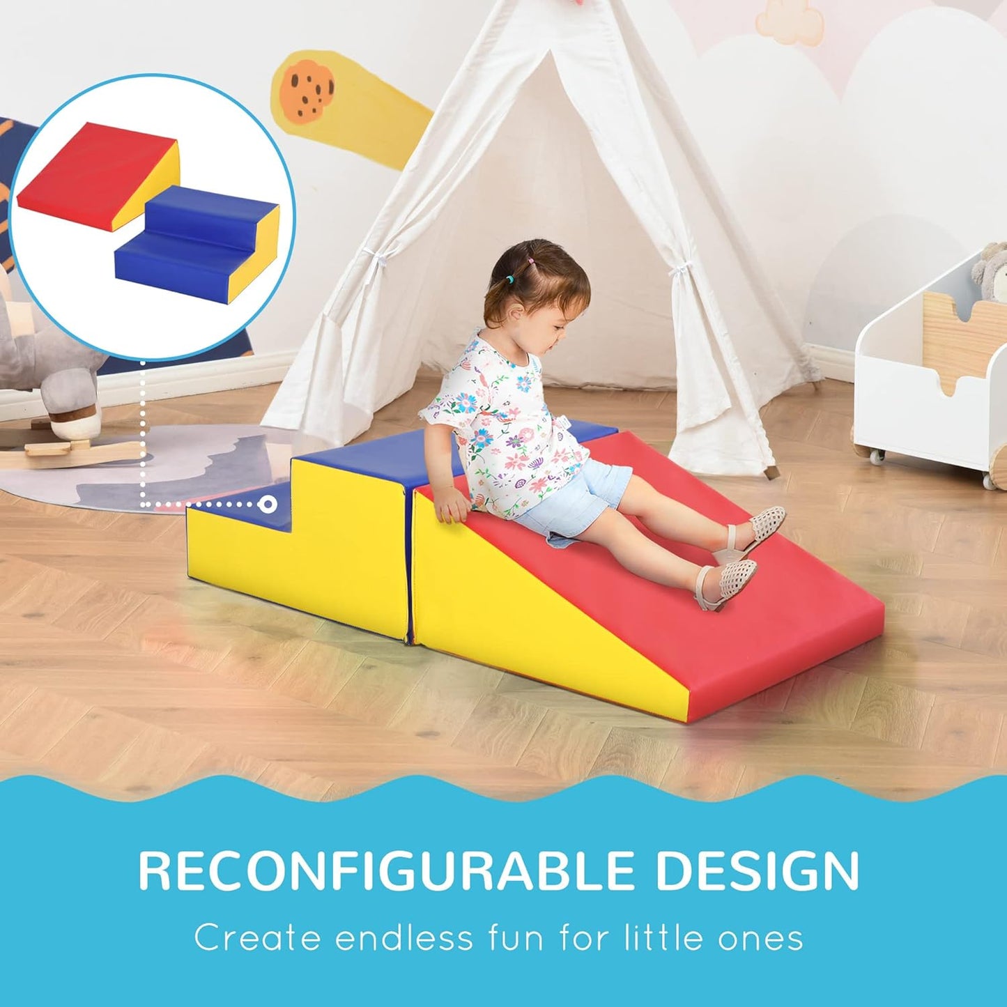 Soozier 2 Piece Climb and Crawl Activity Play Set, Soft Secure Foam Playset for Toddler