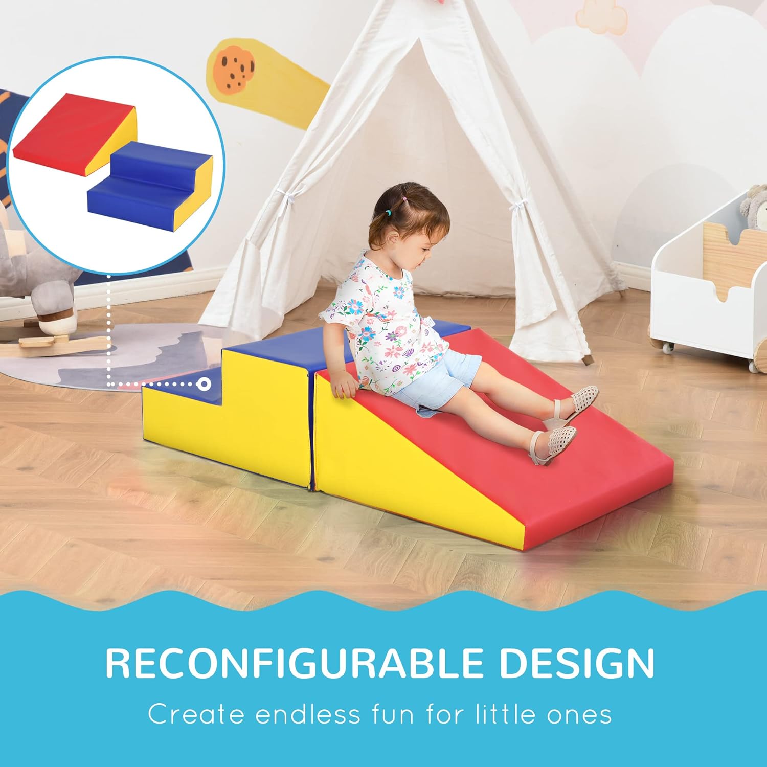 Soozier 2 Piece Climb and Crawl Activity Play Set, Soft Secure Foam Playset for Toddler