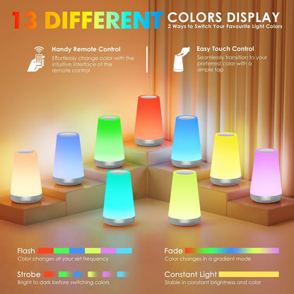 Night Light for Kids Baby, 2500mAh13 RGB Colors & 5 Brightness, Portable Rechargeable LED Bedside