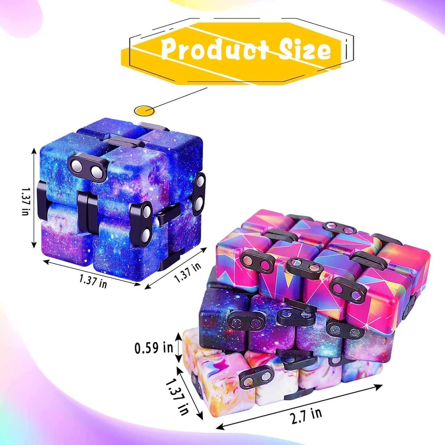 1 Packs Infinity Cube Toy Stress Relieving Fidgeting Game for Kids and Adults,Cute Mini Unique