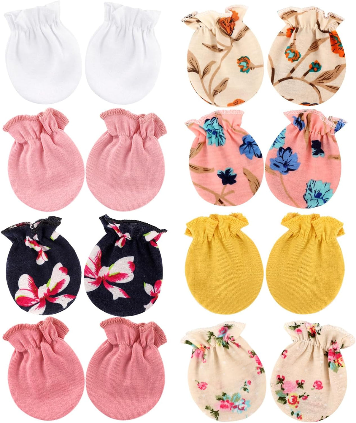 Newborn Baby Mittens No Scratch Cotton Elastic Wrist Gloves Infant Toddler Mittens for Baby Boy