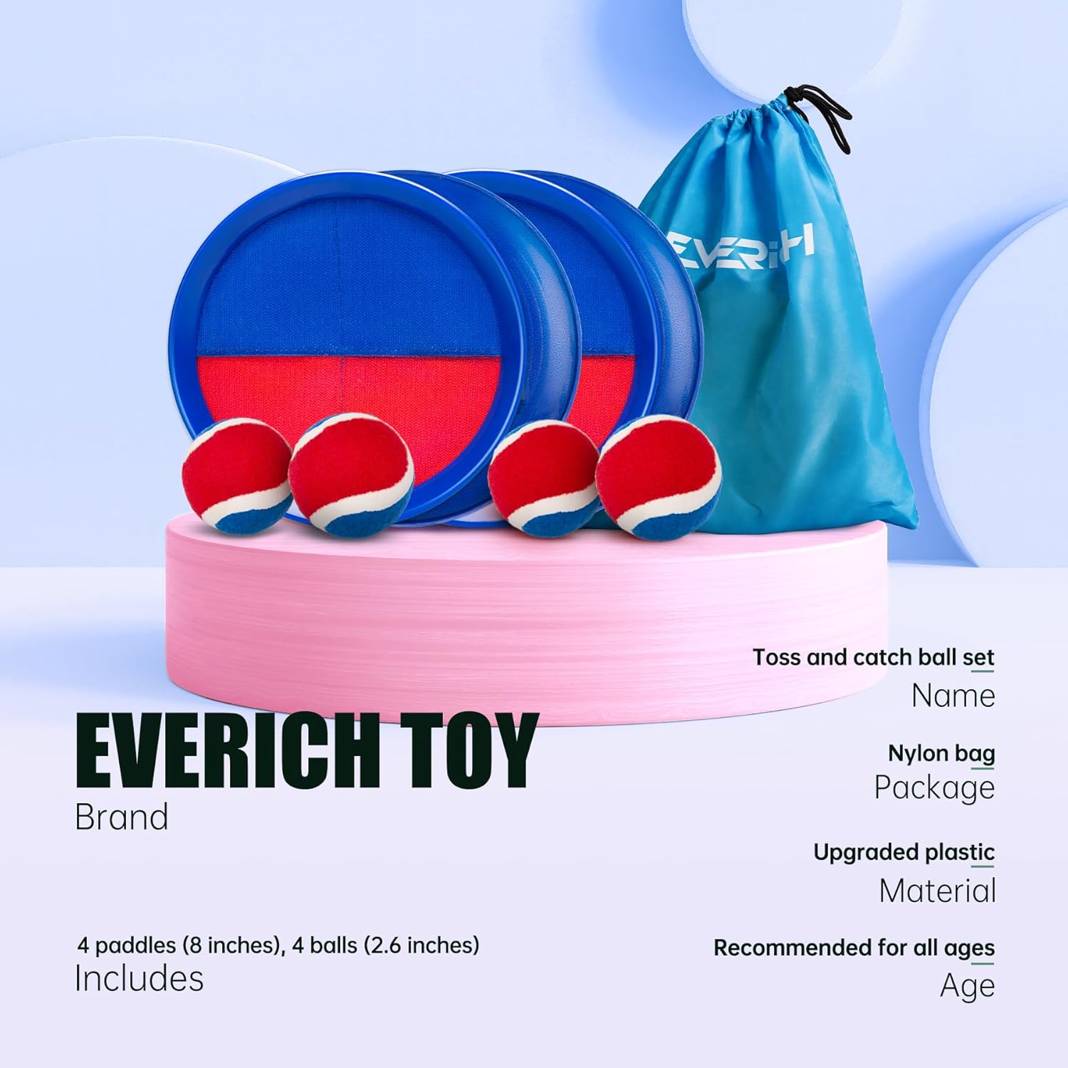 EVERICH Upgraded Toss and Catch Ball Game Set - Indoor and Outdoor Games for Kids 3-12, Beach Sand