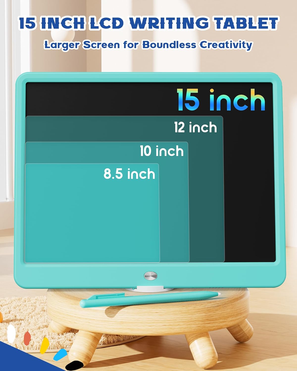Bravokids 15 Inch LCD Writing Tablet for 3 Year Olds - Electronic Drawing Pad and Doodle Board as