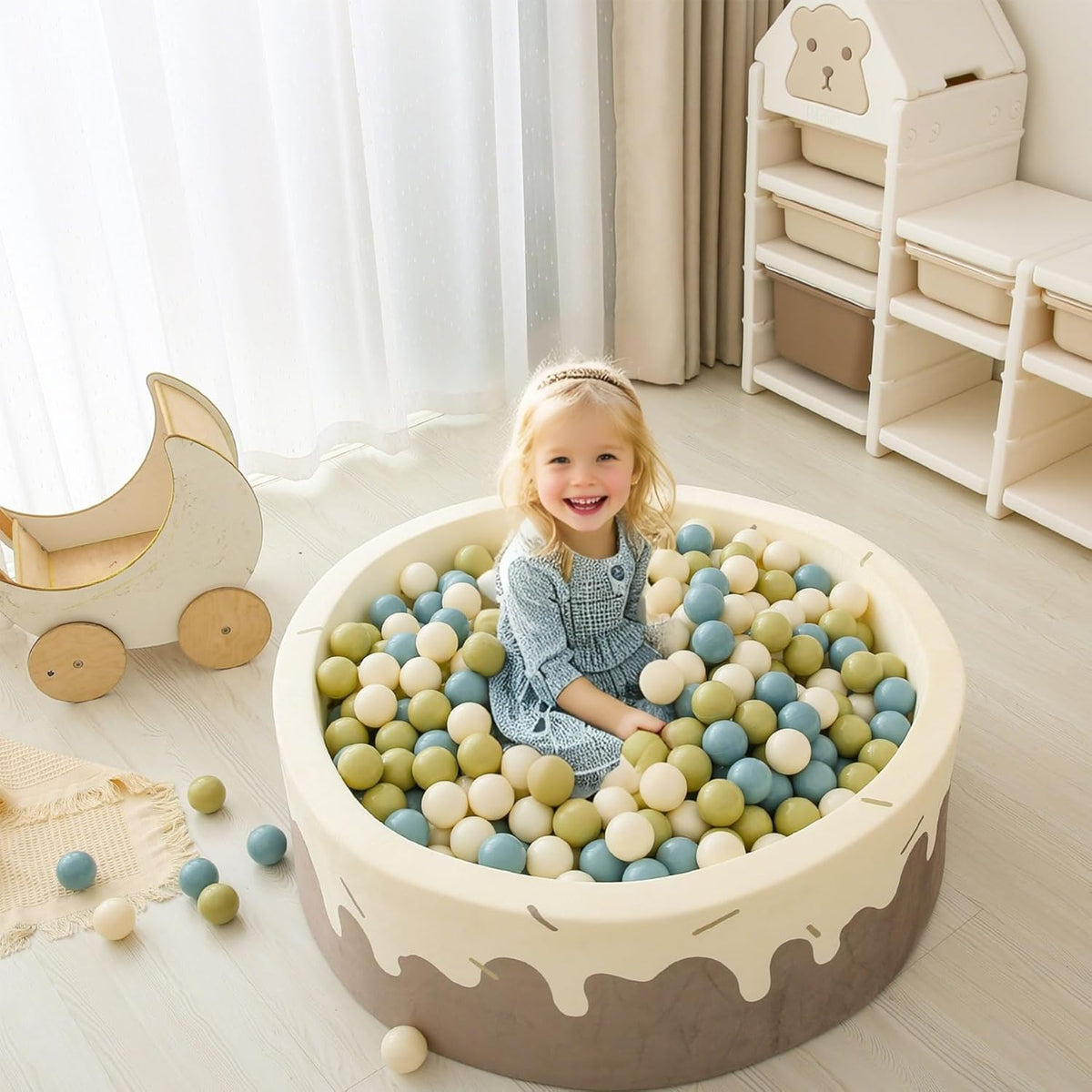 GOGOSO Balls for Ball Pit - Plastic Ball for Toddlers 1-3, Baby Kids Ball Pool Decoration,Creamy