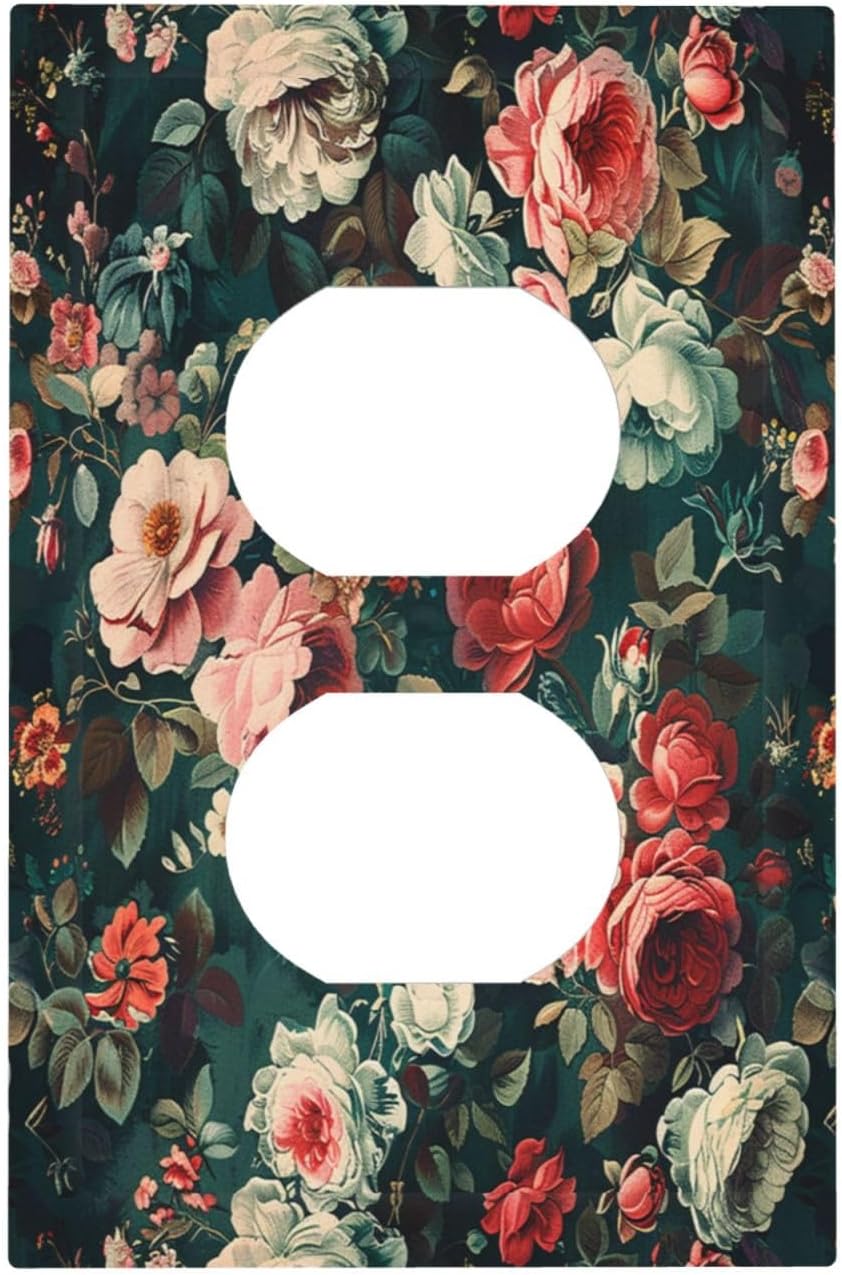 Outlet Covers Baroque Vintage Peony Flower Floral 1 Gang Duplex Wall Plate Decorative Switch Plates