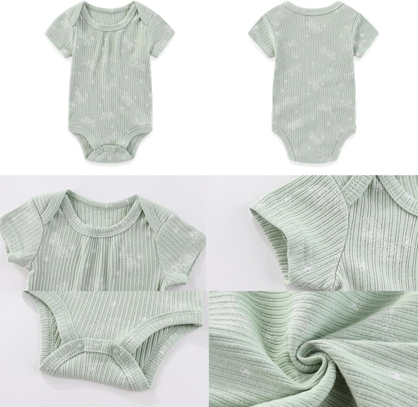 Four Seasons Baby Boy Girl Bodysuits 5-Pack Cotton Comfort Short Sleeve Baby Clothes Soft Infant