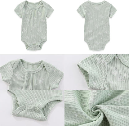 Four Seasons Baby Boy Girl Bodysuits 5-Pack Cotton Comfort Short Sleeve Baby Clothes Soft Infant
