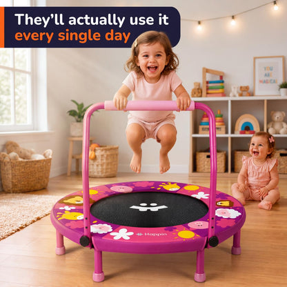 Happin® 36'' Toddler Trampoline Indoor, Foldable Mini Trampoline for Kids Ages 2-6, ASTM Certified