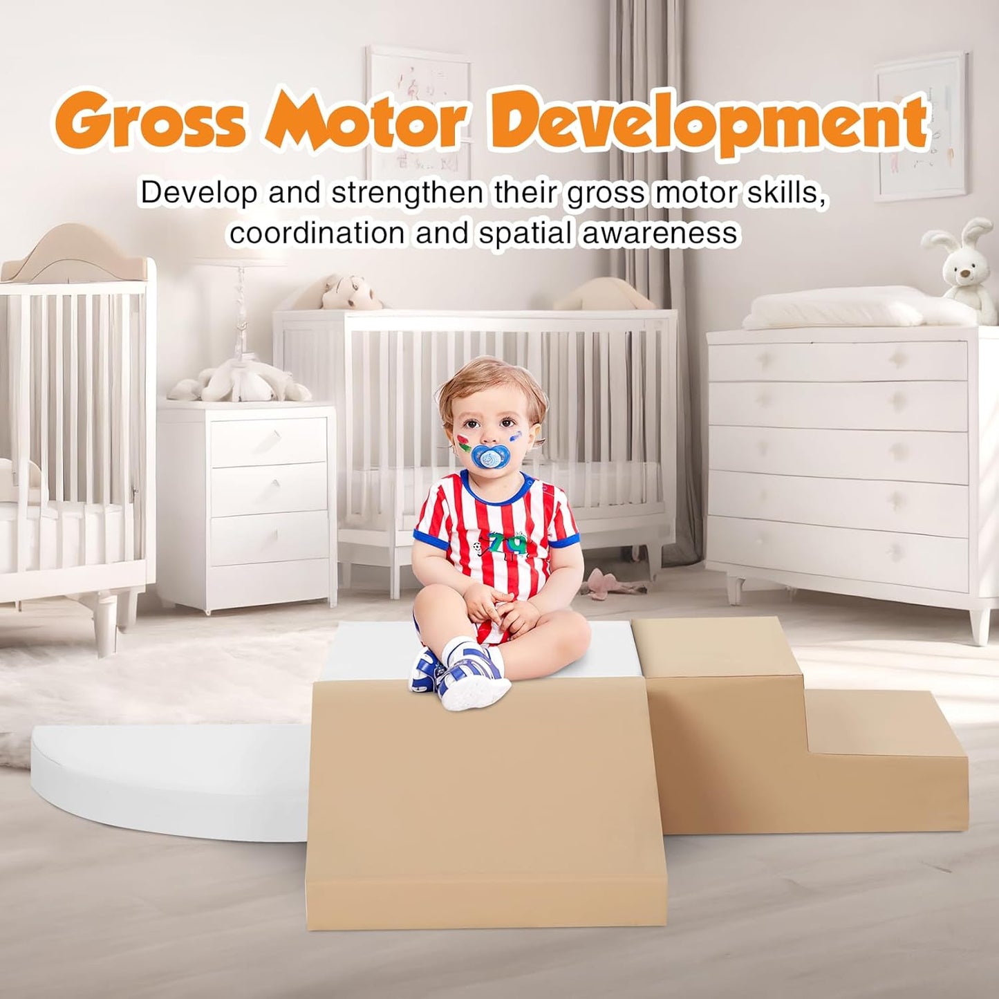 4-Piece Soft PU Leather Toddlers Climbing Toys, Baby Foam Climbing Blocks for Toddlers 3, Foam Play