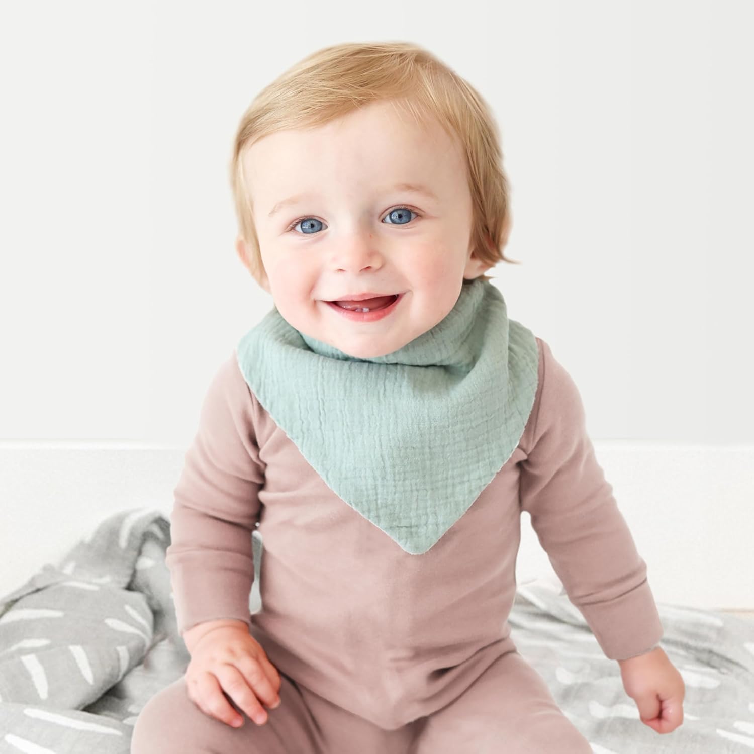 Konssy Muslin Baby Bibs 10 Pack Baby Bandana Drool Bibs 100% Cotton for Unisex Boys and Girls, Soft