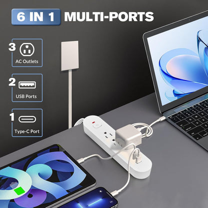 Outlet Concealer Power Strips (8ft (Multi Ports,AC,USB&Type-C))