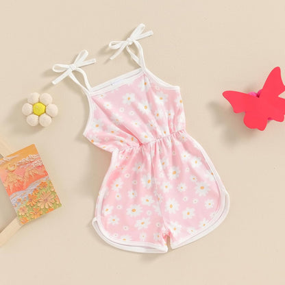 WZTYYDS Toddler Baby Girl Summer Clothes Floral Romper Tie-Up Strap Halter Jumpsuit Infant Summer