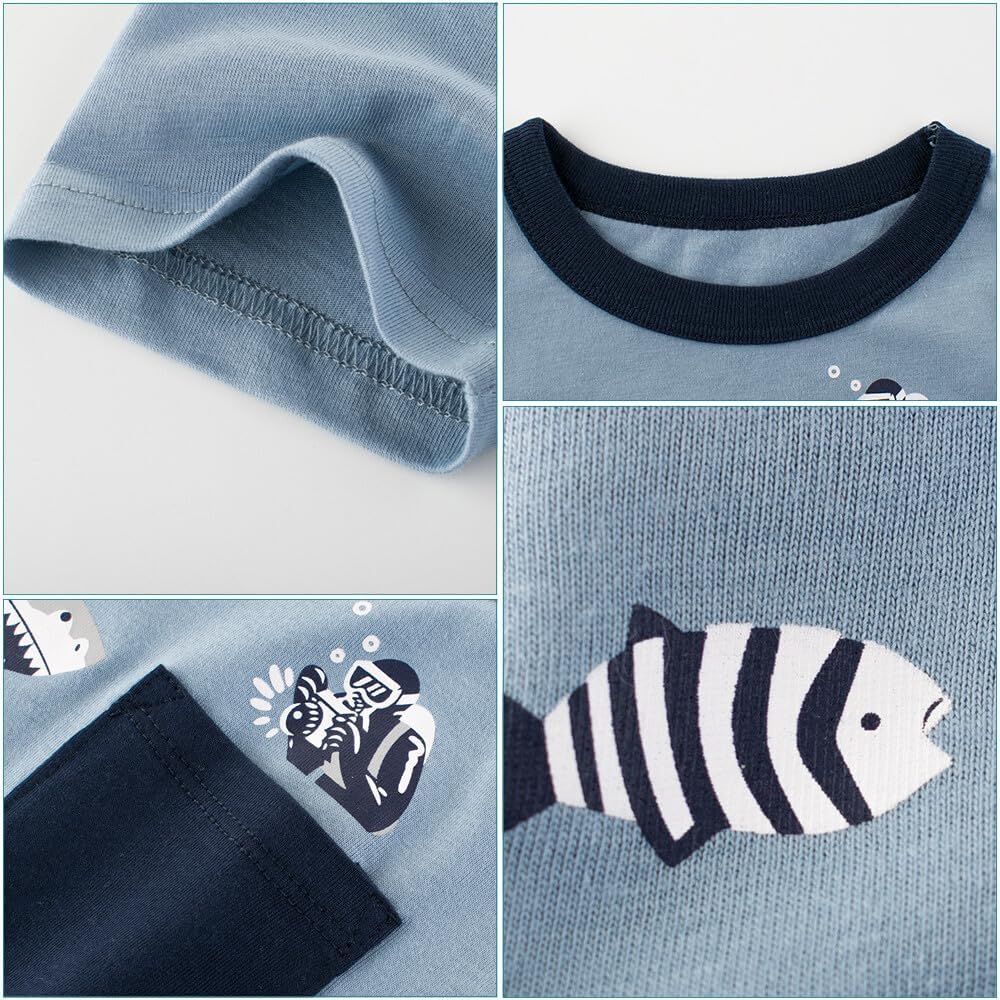 Boys' 4-Pack Excavator Short Sleeve Crewneck T-Shirts Top Tee Size 2-7 Years Toddler Boys' Value