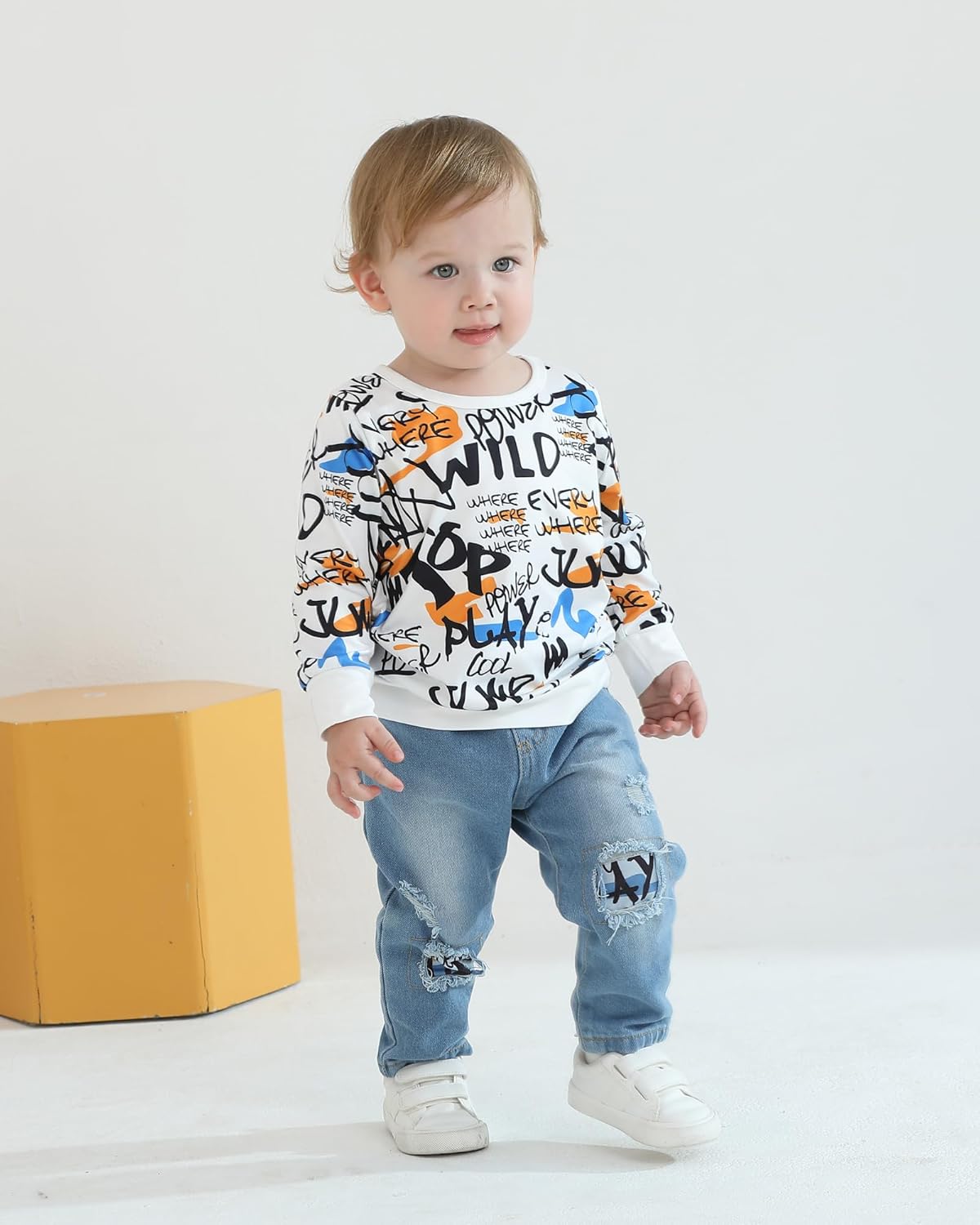 Toddler Baby Boy Outfits Fall Winter Clothes Color Block Long Sleeve Sweatshirt Tops + Jogger Pants