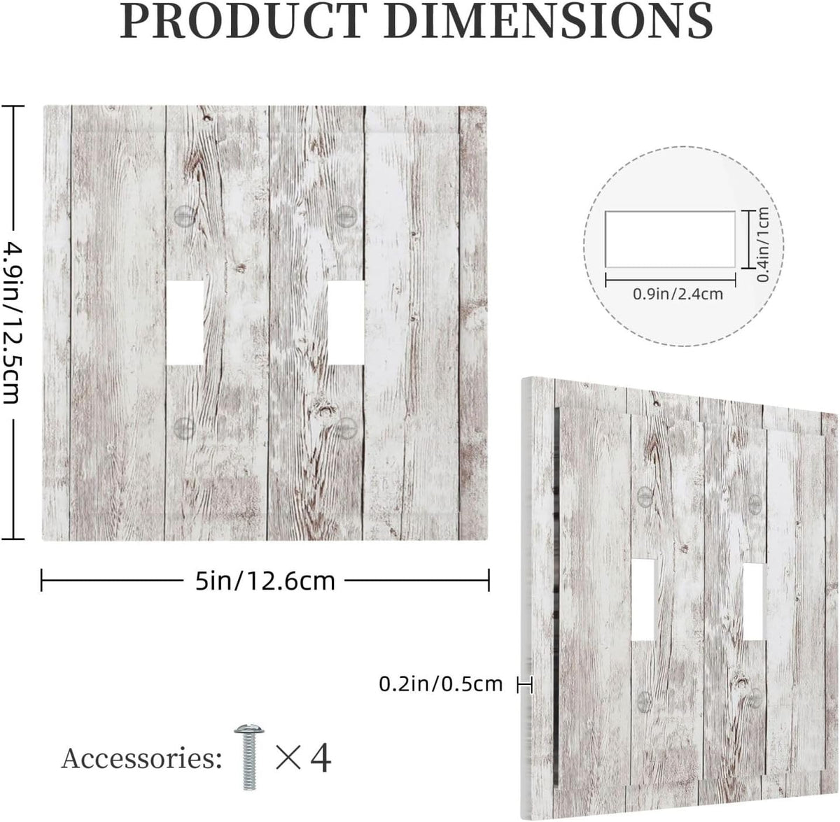 Decorative Switch Plates Rustic Vintage White Wood Grain 2 Gang Double Toggle Outlet Light Switch