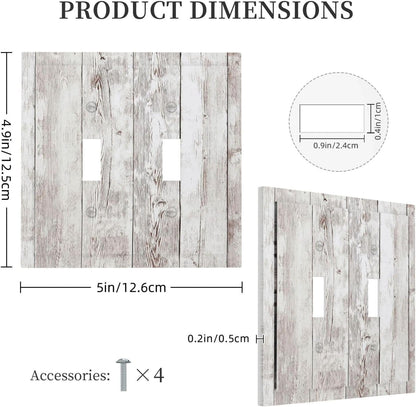 Decorative Switch Plates Rustic Vintage White Wood Grain 2 Gang Double Toggle Outlet Light Switch