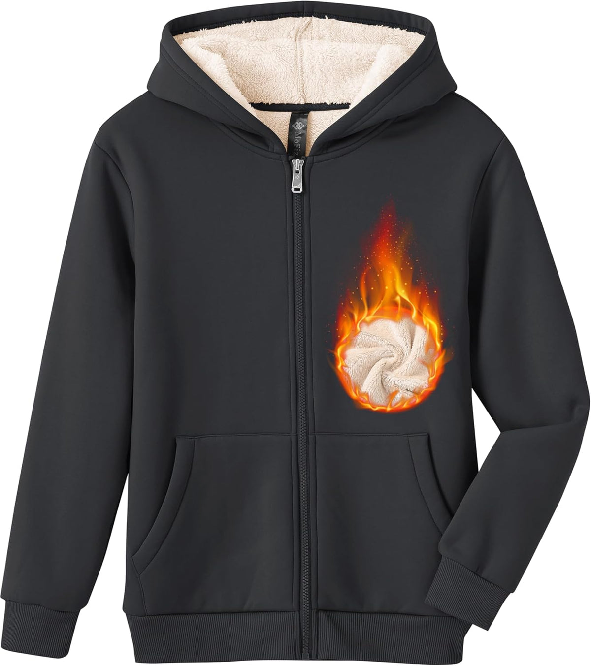 MoFiz Kids Fleece Jackets Sherpa Lined Hoodie Jacket Hooded Zip up Sweatshirt Coats for Boys Girls
