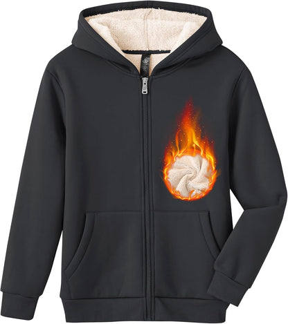 MoFiz Kids Fleece Jackets Sherpa Lined Hoodie Jacket Hooded Zip up Sweatshirt Coats for Boys Girls