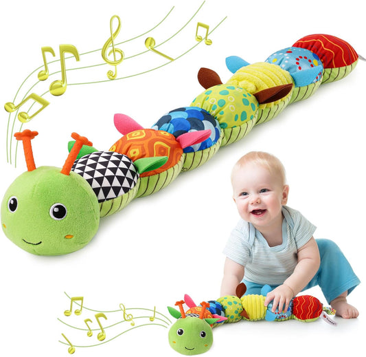 Baby Toys 0 to 12 Months, Musical Stuffed Animal Activity Soft Toys with Multi-Sensory Crinkle
