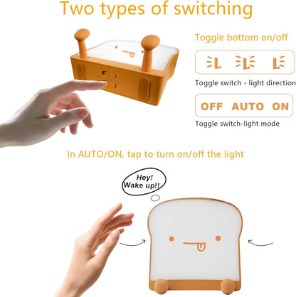 QANYI Cute Night Light Toast Bread LED Night lamp with Rechargeable, Portable Bedroom Bedside Bed