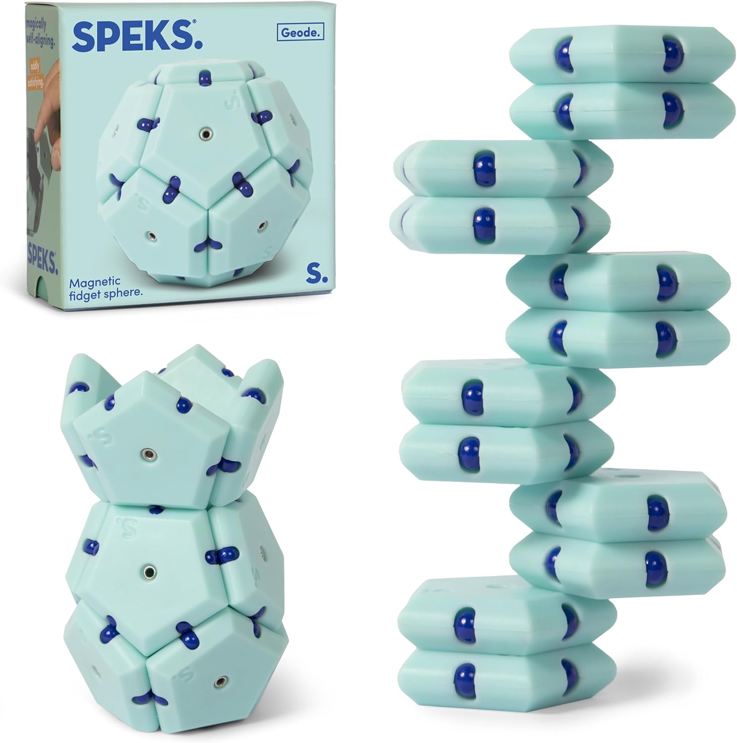 Speks Geode Matte Pentagons Magnetic Fidget Toy for Adults | Quiet Sensory Toy for Stress Relief &