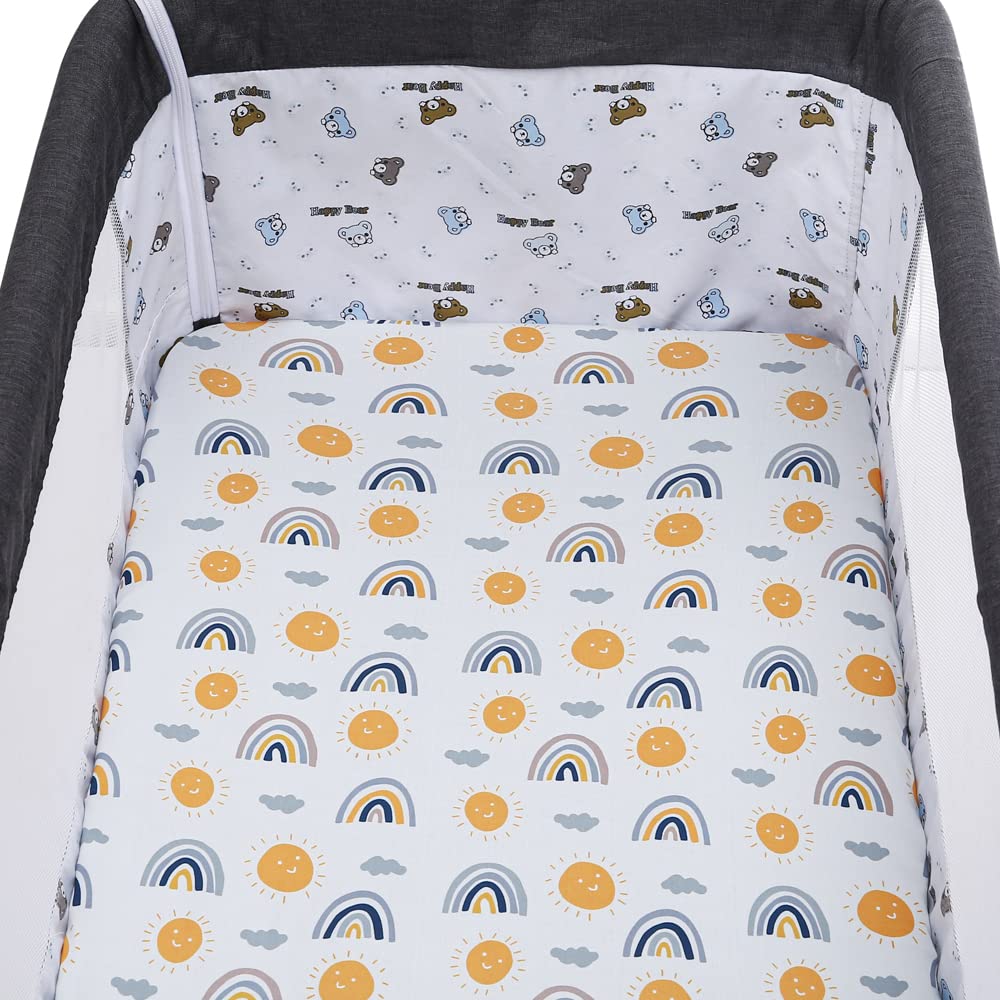 Pack n Play Sheet Stretchy Fitted Portable Mini Crib Sheets Set 3 Pack,Playard Sheets Convertible