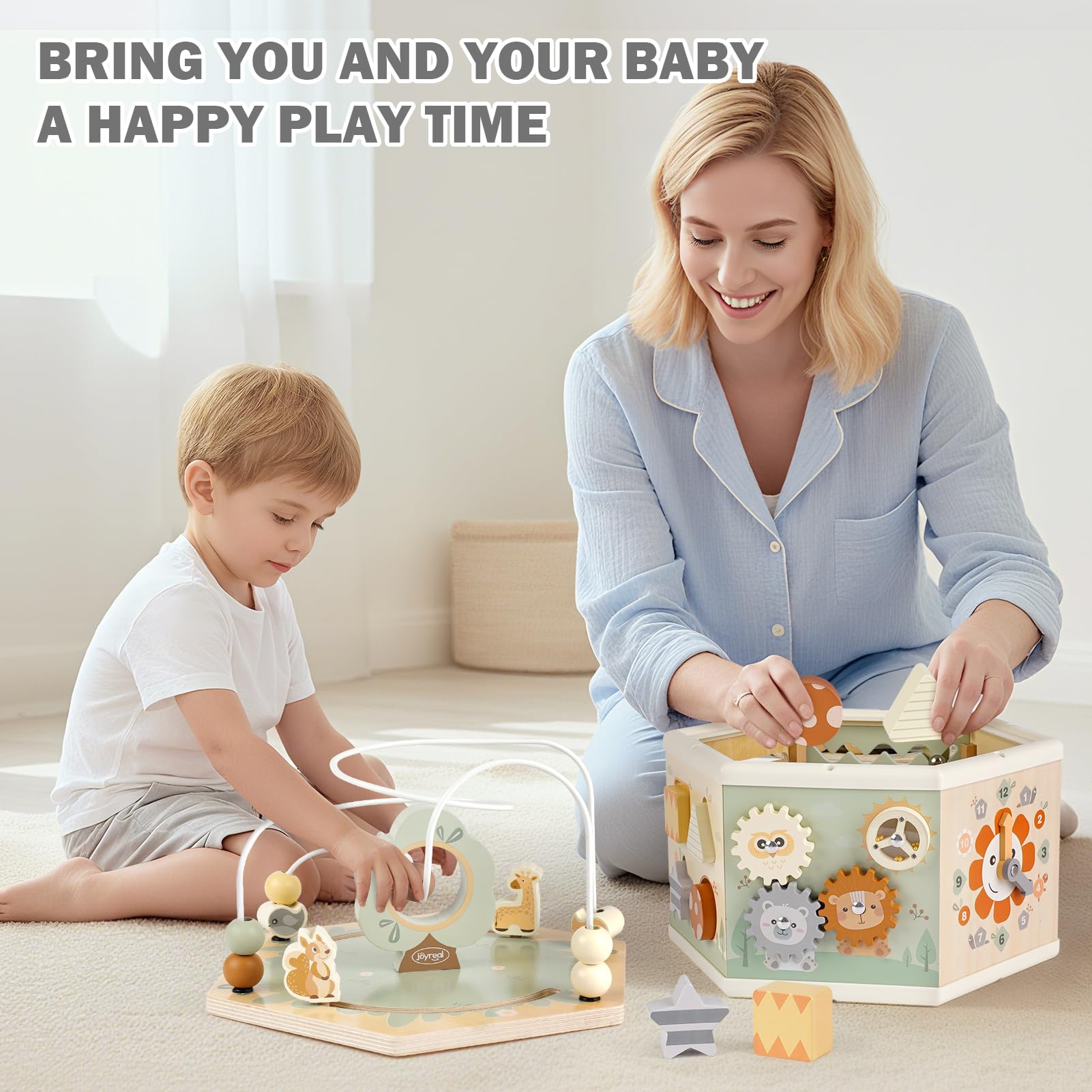 Wooden Activity Cube - 11-in-1 Montessori Toys for 1+ Year Old Boys & Girls