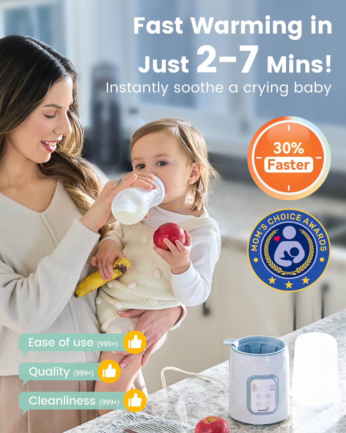 GROWNSY Bottle Warmer, 8-in-1 Fast Baby Milk Warmer with Timer for Breastmilk or Formula, Accurate