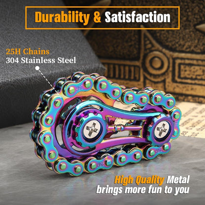 Bike Chain Gear Fidget Spinner for Stress Relief, Metal Sprocket Chain Fidget Toy for Kids Adults