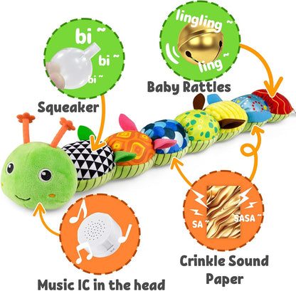 LIGHTDESIRE Baby Toys Musical Caterpillar,Infant Stuffed Animal Toy with Crinkle and Rattles,Soft