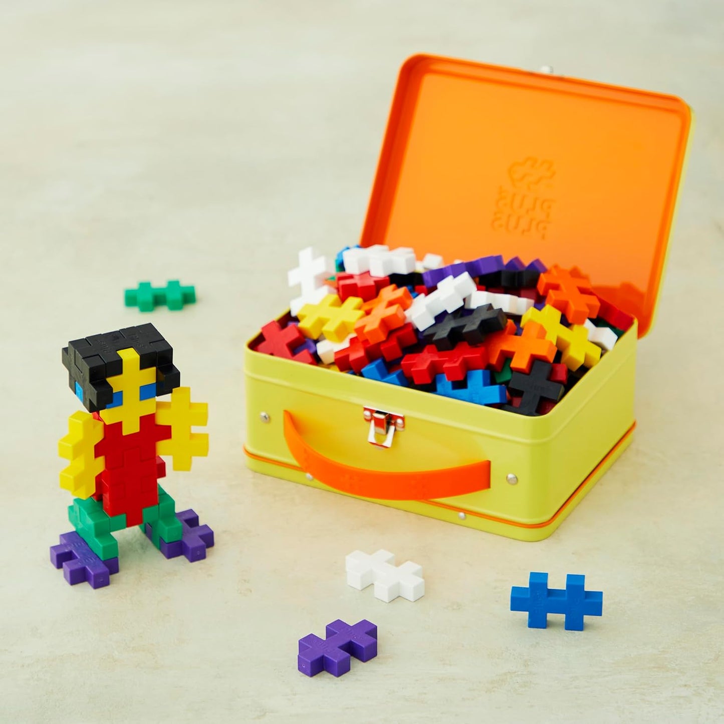 PLUS PLUS Building Set with Metal Suitcase, Open Ended Stem Toy for Toddlers and Preschool, 70 Big