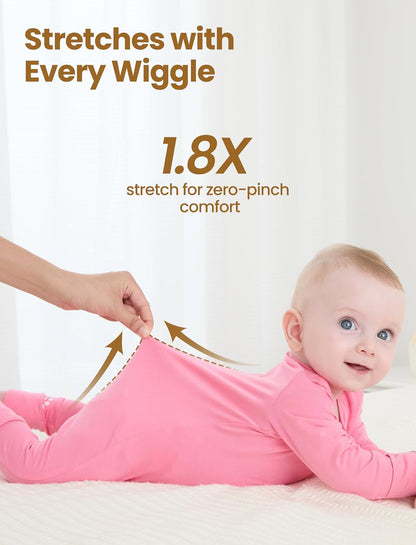 PATPAT Baby Footies Boys Girls - Bamboo Viscose - Zipper & Non-Slip Soles Romper Mitten - Footed &