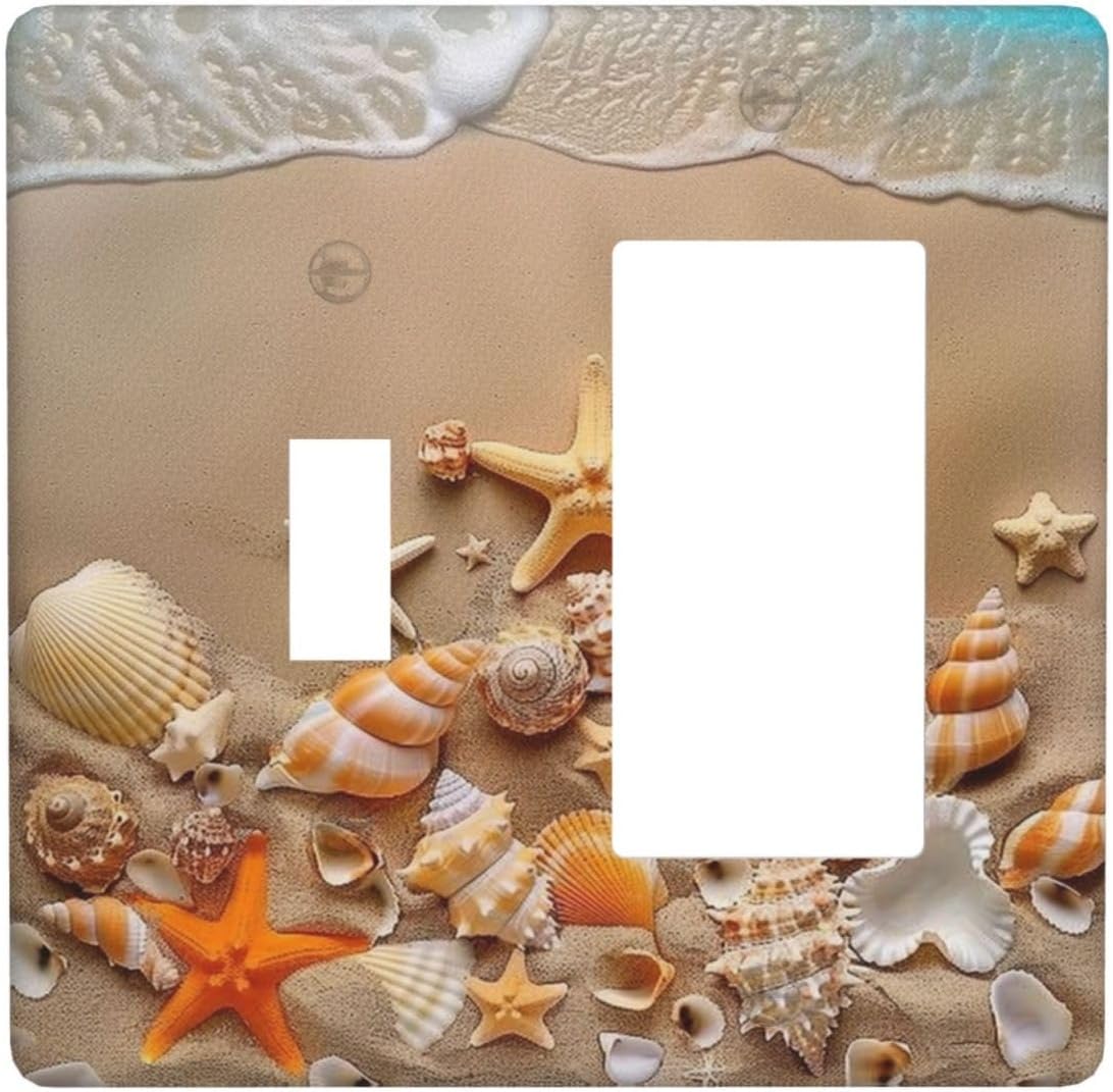 Decorative Outlet Covers Beachy Sea Ocean Seashell Starfish 2 Gang 1 Gang Wall Plate Cover Single