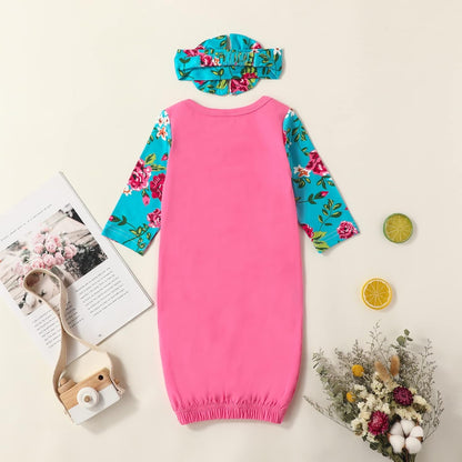 AMAWMW Newborn Baby Girl Little Sister Sleeper Gown Stripe Long Sleeve Nightgown Pajamas Gifts