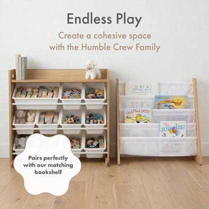 Humble Crew Kids Toy Organizer with Display Shelf, 9 Bins, 3 Tier Storage