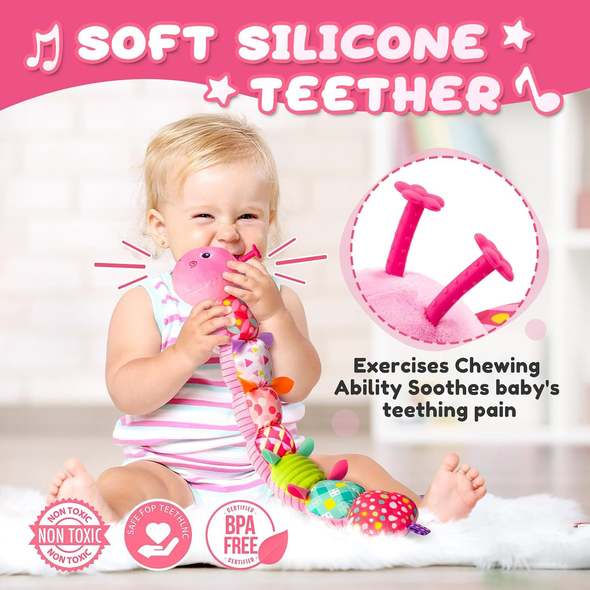 Baby Toys 0-6-12 Months,Infant Musical Stuffed Animals Activity Toys with Muti-Sensory