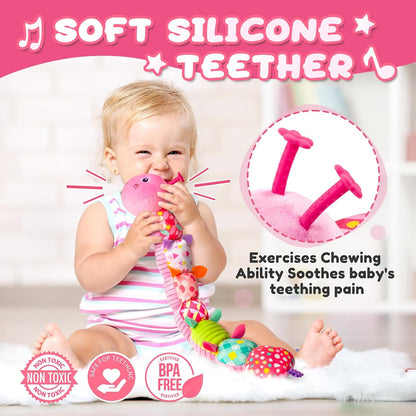 Baby Toys 0-6-12 Months,Infant Musical Stuffed Animals Activity Toys with Muti-Sensory