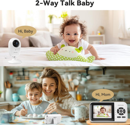 ebemate WiFi Video Baby Monitor with 2 Camera,2.8" Display with 1500Ft Long Range,WiFi On/Off,1080P