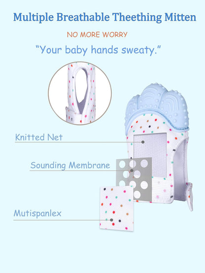 Giftty Teething Mitten Chew Mitt Baby Teether Glove - Self Soothing Teether, Teething Pain Relief