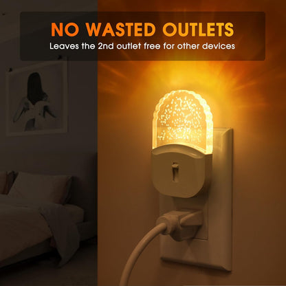 Briignite Led Night Light, Night Lights Plug into Wall, Night Light for Kids 2Pack, Amber Yellow