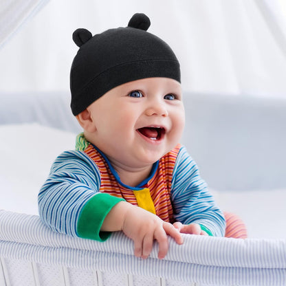 Geyoga 6 Pieces Newborn Baby Hat Bear Ears Infant Caps Baby Boy Girl Toddler Hats Infant Beanie