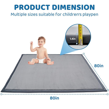 SUNYRISY Baby Play Mat for Floor, 1.4in Thick Memory Foam Padded Play Mats for Baby, Soft Velvet