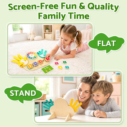 Quliwise 2-in-1 Wooden Math Manipulatives & Teaching Clock Toys