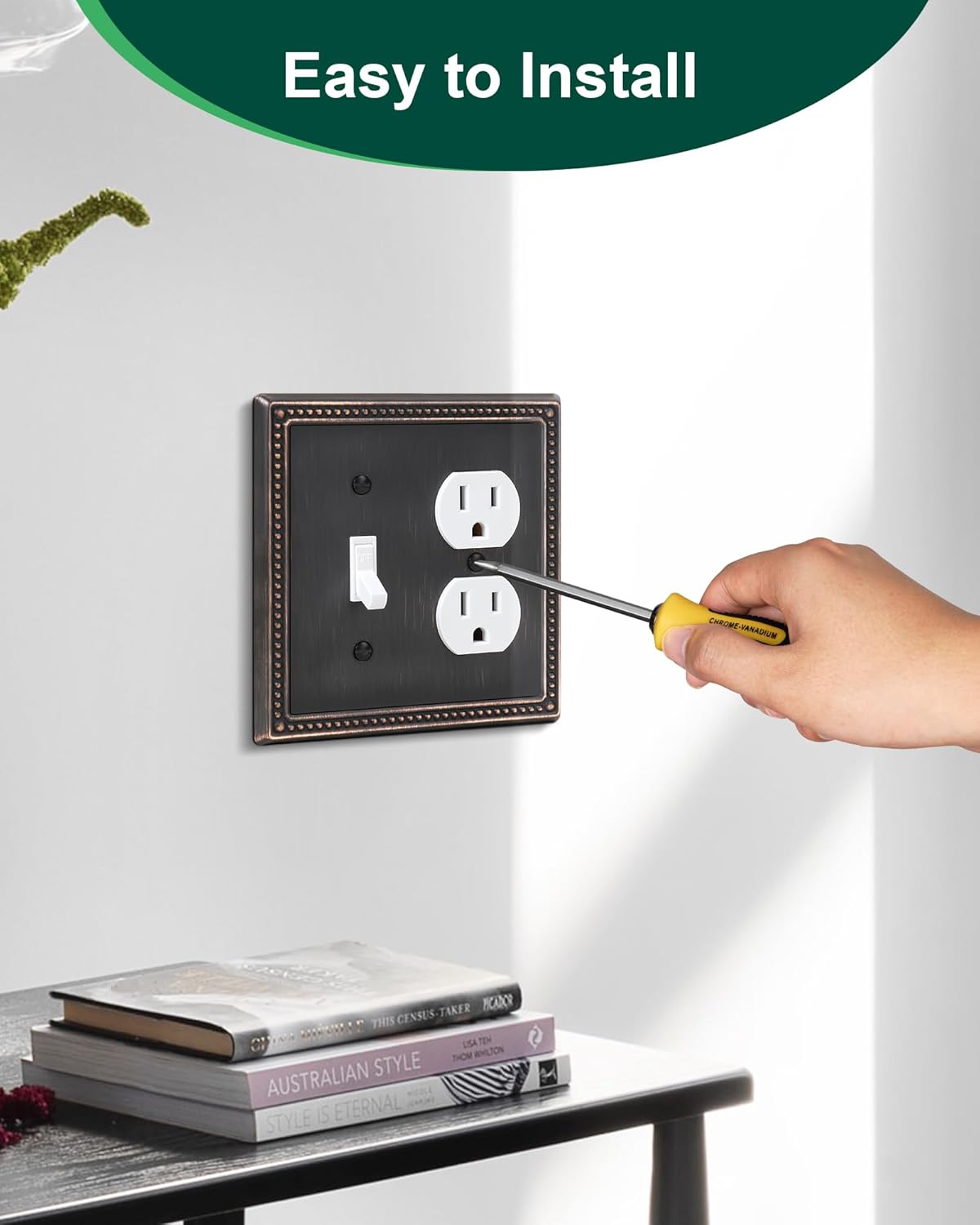 2-Pack Combo Toggle/Duplex Light Switch Cover Plate, Aged Bronze Metal Wall Outlet Cover Plate