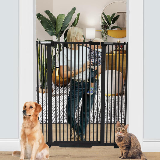 51 Inch Extra Tall Baby Gate Auto Close Cat Gate Adjustable 29.92"-43" Wide Pressure Mounted Pet
