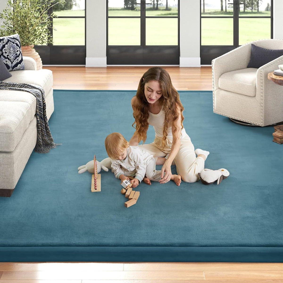 Baby Play Mat 1.2" Thick Memory Foam Nursery Rug Area Rug, 13’1” X 6’7” Yoga Mat Playmat Crawling