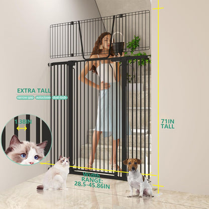 Jiprlak51 Extra Tall Cat Gate for Doorway – 28.5"-48.7" Extra Wide Pet Gate with Adjustable Cat