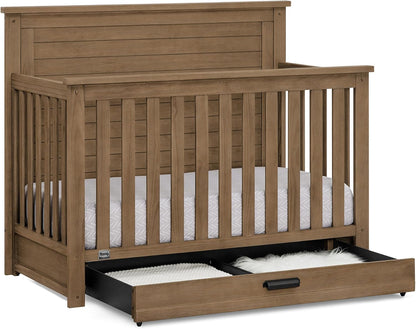 Delta Children Simmons Kids Caden 6-in-1 Convertible Crib with Trundle Drawer, Greenguard Gold