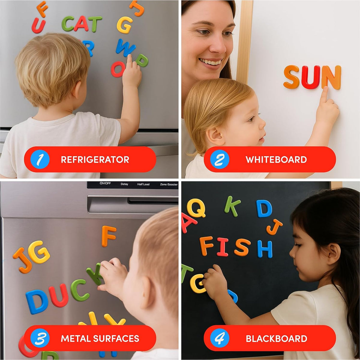 JoyCat Silicone Alphabet Magnetic Letters, 26 Uppercase ABC Fridge Magnets for Toddlers 1-3 & Kids