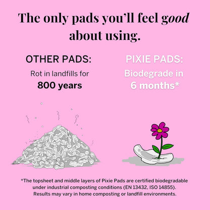 Pixie Organic Cotton Mini Pads with Wings for Women & Teens - Ultra Thin, Light Absorbency